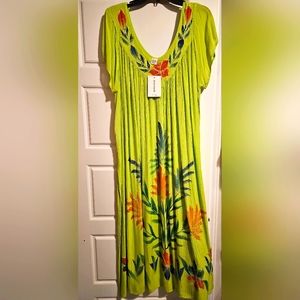 Seven Islands  Dress Womens One Size Neon Green Swingy Mrs Roper